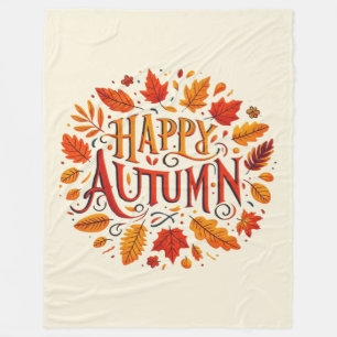 Couverture Polaire feuille classique et automne heureux