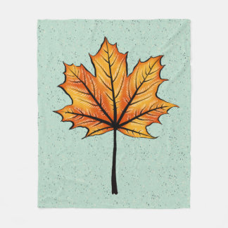 Couverture Polaire Feuille De Chute Artistique Jaune Et Bleu