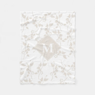 Couverture Polaire Feuille décorative Botanique Beige Monogramme