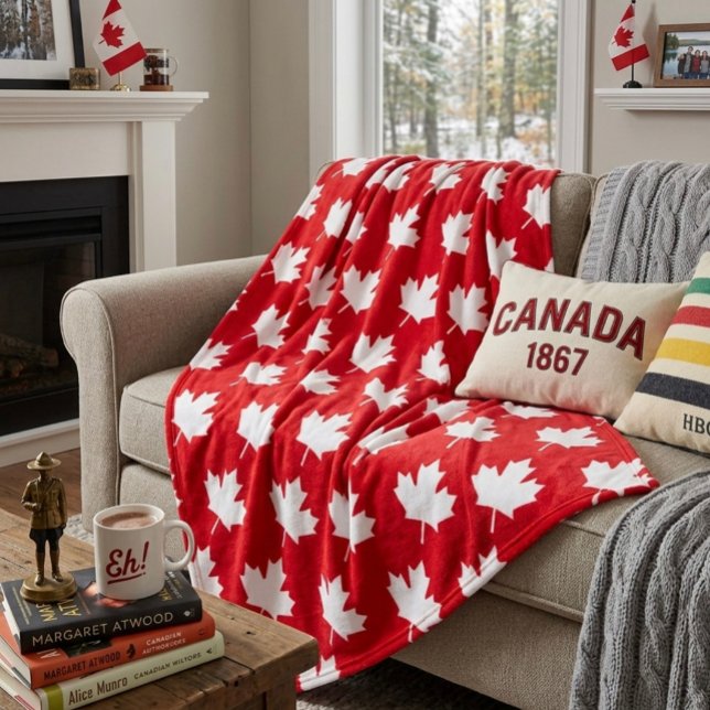 Couverture Polaire Feuille d'érable canadienne. CANADA. Patriotique.  (Créateur téléchargé)