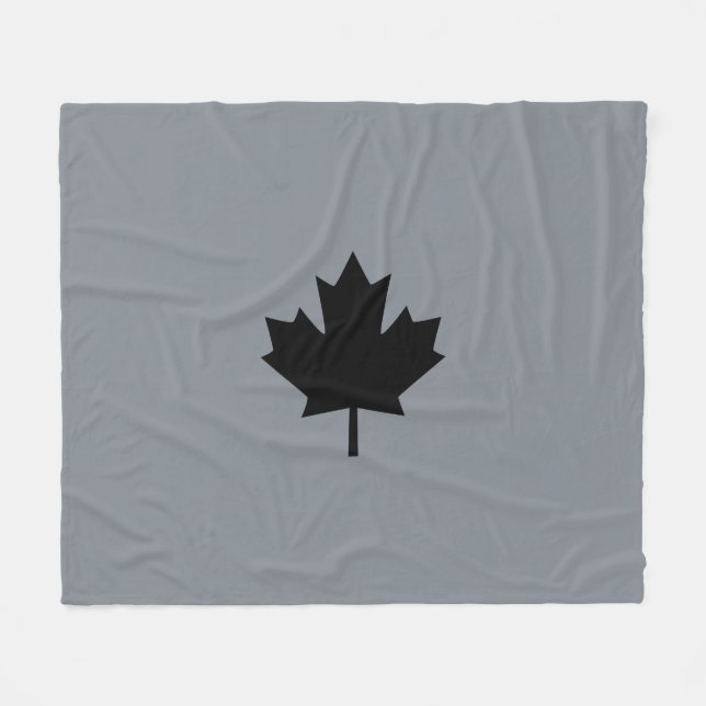Couverture Polaire Feuille d'érable noire canadienne en gras (Devant (Horizontal))