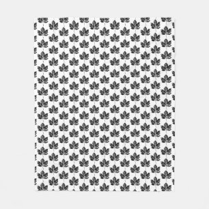 Couverture Polaire Feuille d'érable noire et blanche