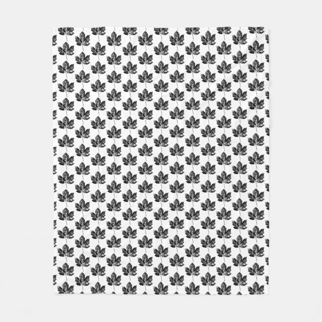 Couverture Polaire Feuille d'érable noire et blanche (Devant)