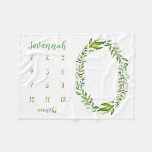 Couverture Polaire Feuilles Boho personnalisé Baby Milestone Photo