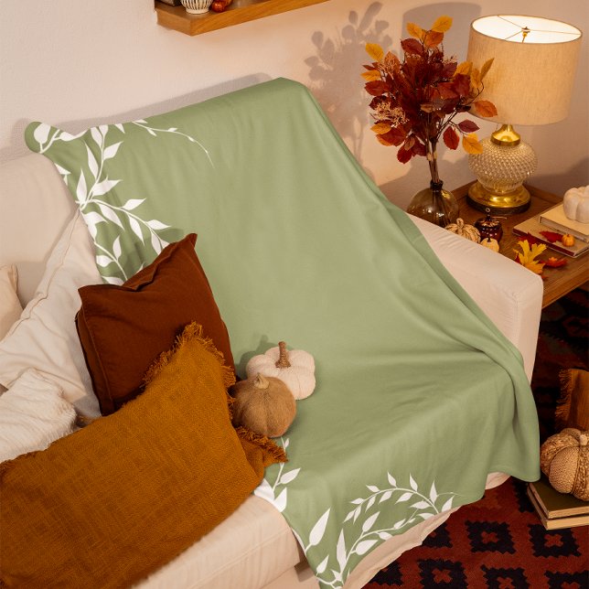Couverture Polaire Feuilles botaniques verts de Sage (Créateur téléchargé)