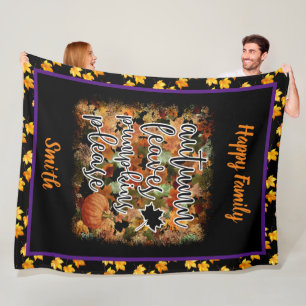 Couverture Polaire Feuilles Citrouilles d'automne modernes