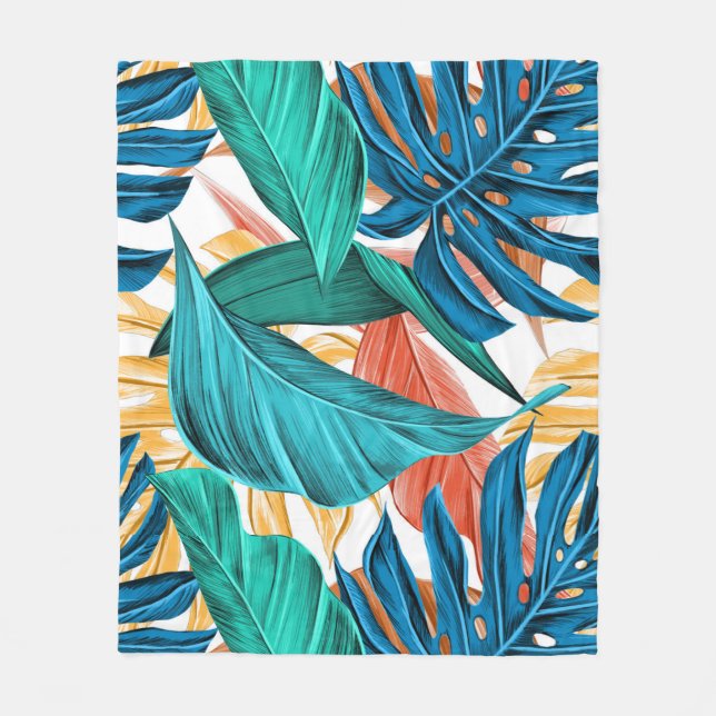 Couverture Polaire Feuilles colorées (Devant)