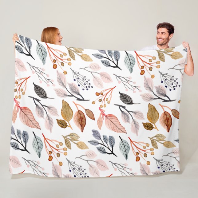 Couverture Polaire feuilles d'arbre (En situation)