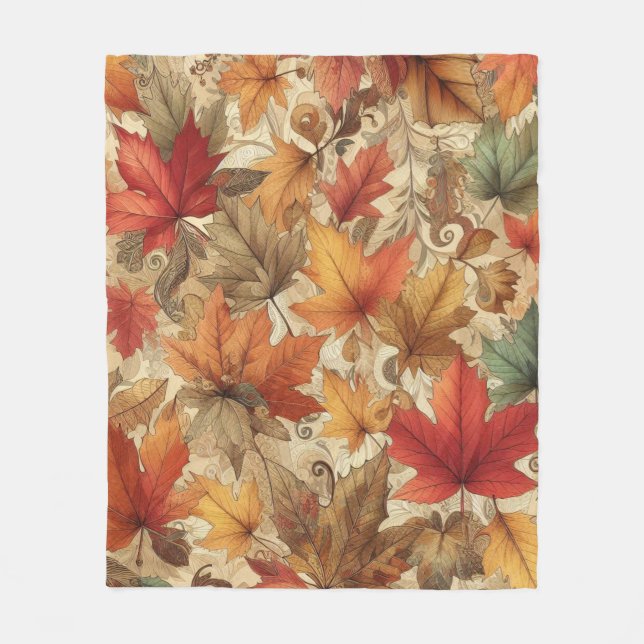 Couverture Polaire Feuilles d'automne (Devant)
