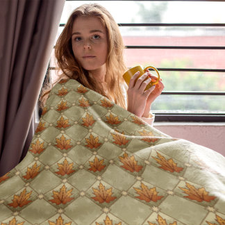 Couverture Polaire Feuilles d'automne avec Stars Motif Diamond