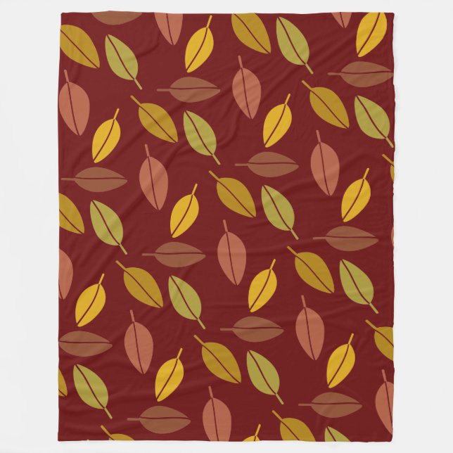 Couverture Polaire Feuilles d'automne Blanche en polaire (Devant)