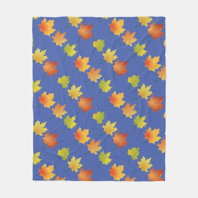 Couverture Polaire Feuilles d'automne Blanche en polaire (Devant)