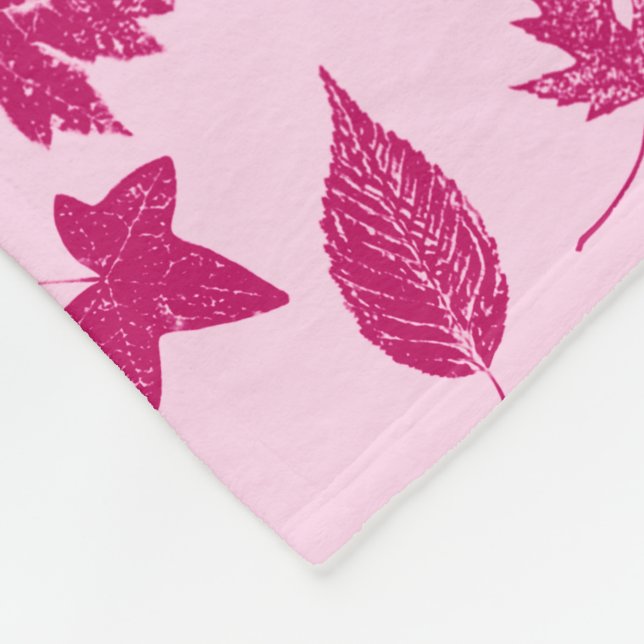 Couverture Polaire Feuilles d'automne - Bourgogne et carapace rose (Coin)