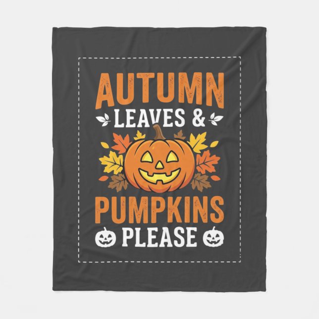 Couverture Polaire Feuilles d'automne Citrouille Halloween Design (Devant)
