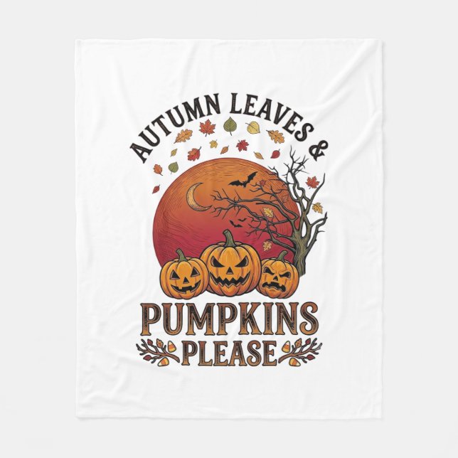 Couverture Polaire Feuilles d'automne Citrouilles S'il vous plaît Hal (Devant)