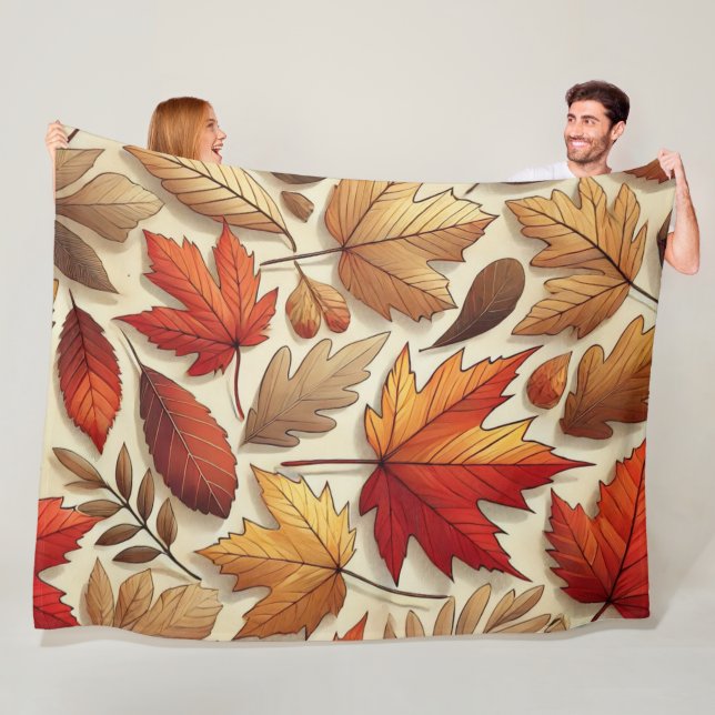 Couverture Polaire feuilles d'automne classiques (En situation)