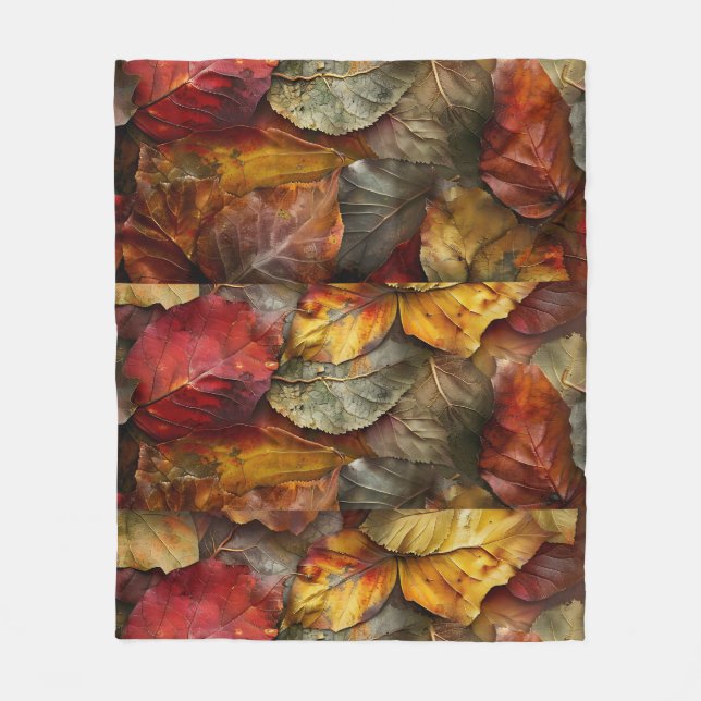 Couverture Polaire Feuilles d'automne confortables (Devant)