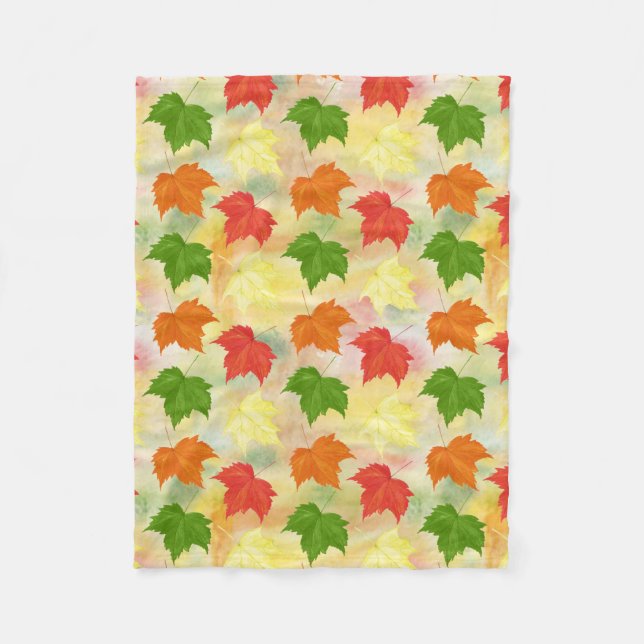 Couverture Polaire feuilles d'automne de l'aquarelle (Devant)