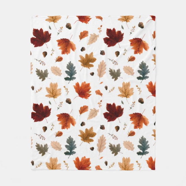 Couverture Polaire Feuilles d'automne et feuillage de glands (Devant)