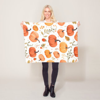 Couverture Polaire Feuilles d'automne et Motif Citrouille