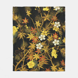 Couverture Polaire Feuilles d'automne japonaises Antique botanique