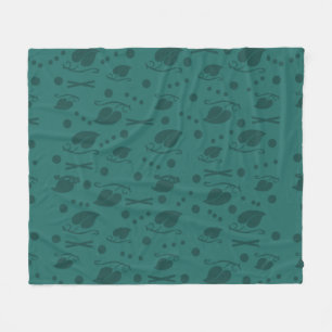 Couverture Polaire Feuilles d'automne Motif Turquoise