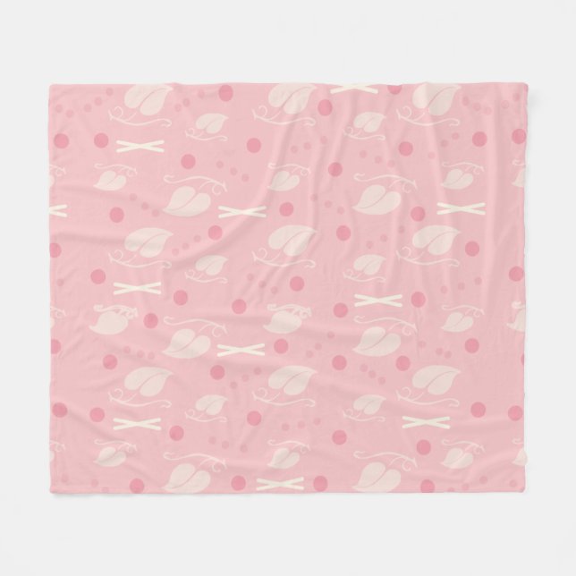 Couverture Polaire Feuilles d'automne Motif Vanille rose (Devant (Horizontal))