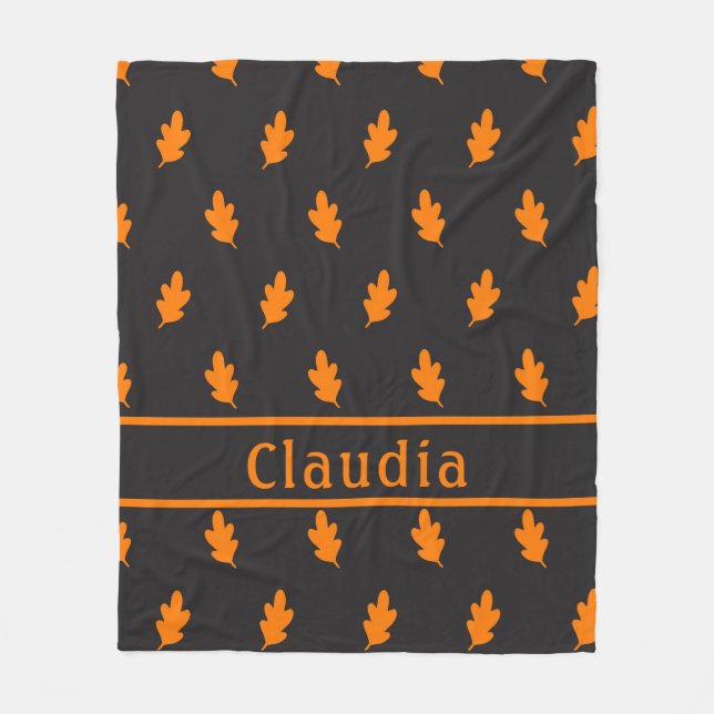 Couverture Polaire Feuilles d'automne noir Motif (Devant)