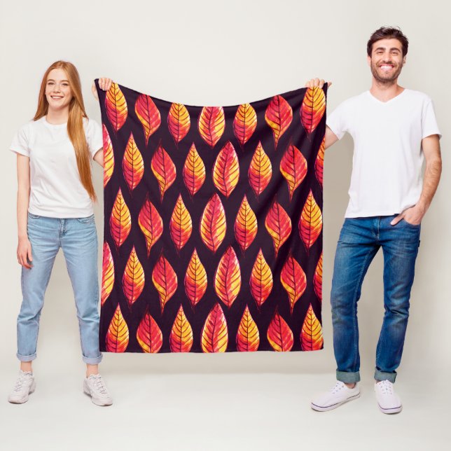 Couverture Polaire Feuilles d'automne Plante peint Motif (En situation)