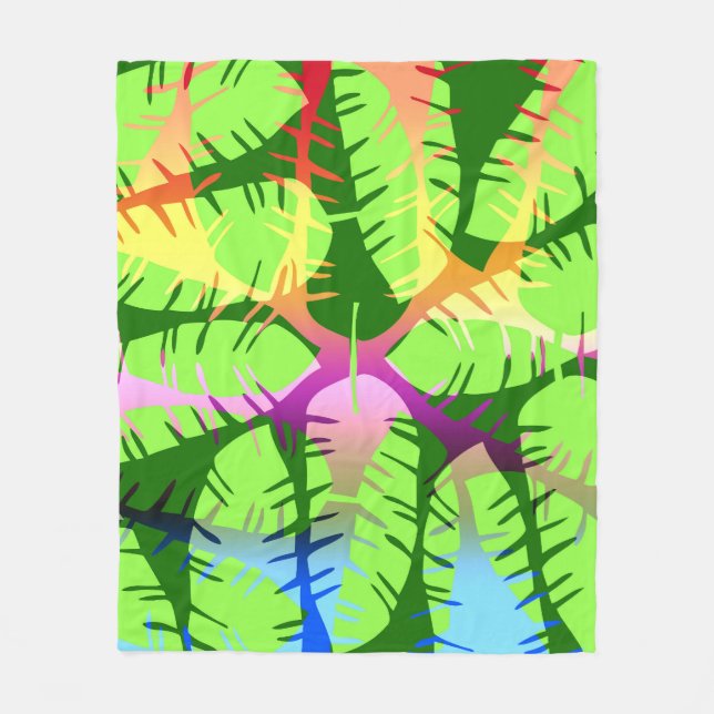 COUVERTURE POLAIRE FEUILLES DE BANANIER ABSTRAITES BOTANIQUES (Devant)