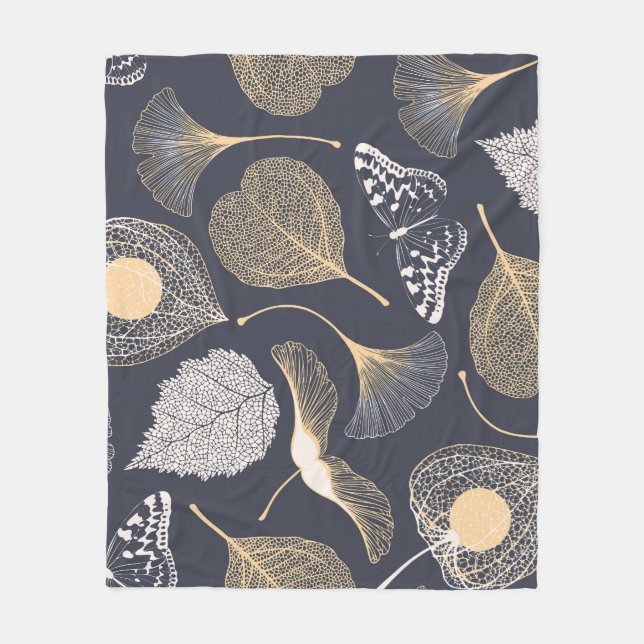 Couverture Polaire Feuilles de Ginkgo : Élégance florale incomparable (Devant)