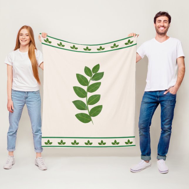 Couverture Polaire Feuilles de Laurier Vert Moderne (En situation)