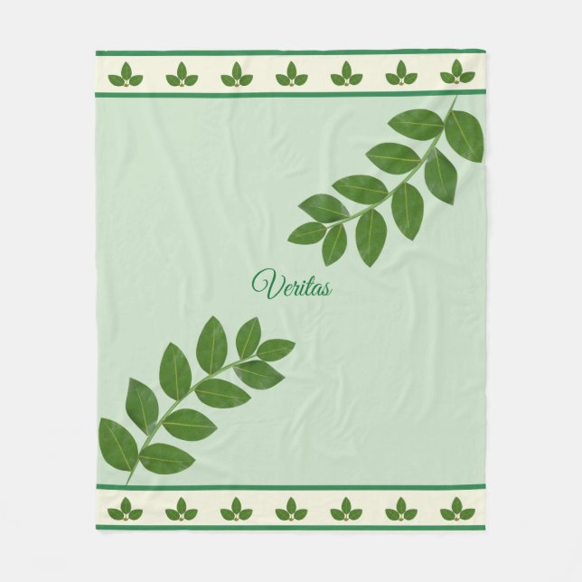 Couverture Polaire Feuilles de Laurier Vertes Modernes (Devant)