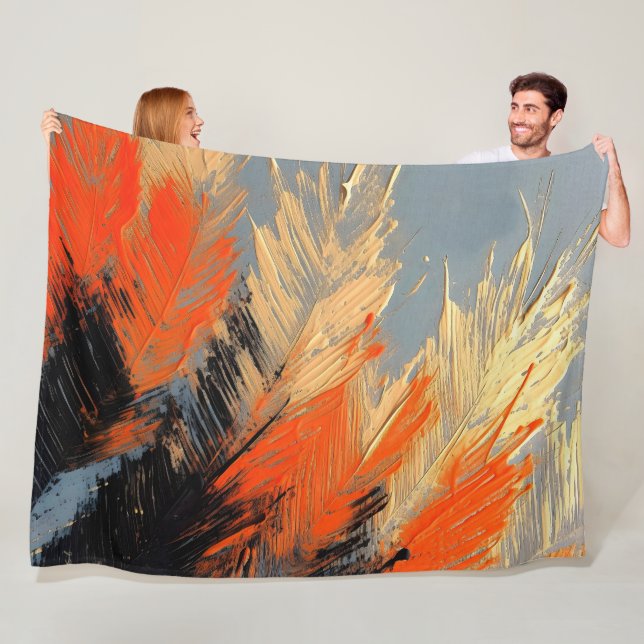Couverture Polaire Feuilles de Palmier – Mouvement Tropical Abstrait (En situation)