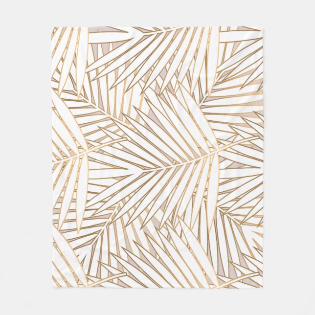 Couverture Polaire Feuilles de palmiers dorés : art déco. (Devant)
