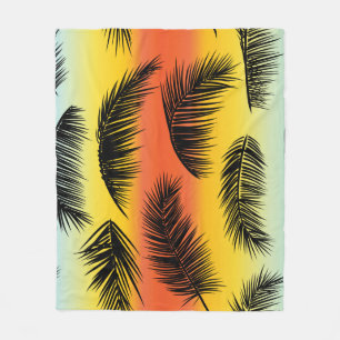 Couverture Polaire Feuilles de palmiers : motif sans soudure.