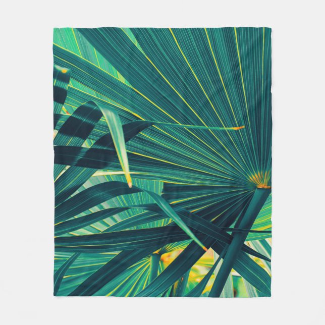 Couverture Polaire Feuilles de palmiers tropicaux (Devant)