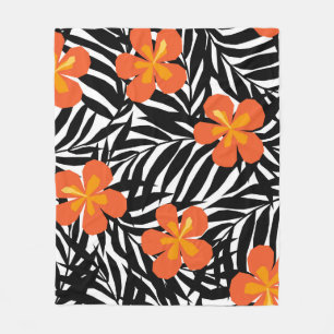 Couverture Polaire Feuilles de palmiers tropicaux, application vintag