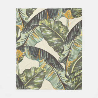 Couverture Polaire Feuilles de palmiers tropicaux, vintag sans soudur