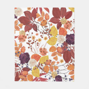 Couverture Polaire Feuilles et Roses de l'automne