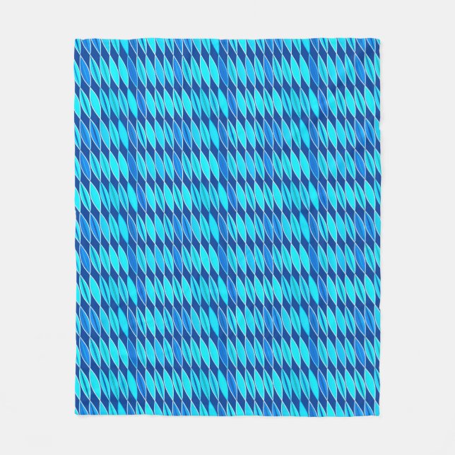 Couverture Polaire Feuilles modernes du milieu du siècle, Cobalt et S (Devant)