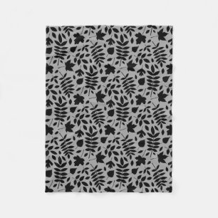 Couverture Polaire Feuilles tombés Rpt Motif noir sur gris