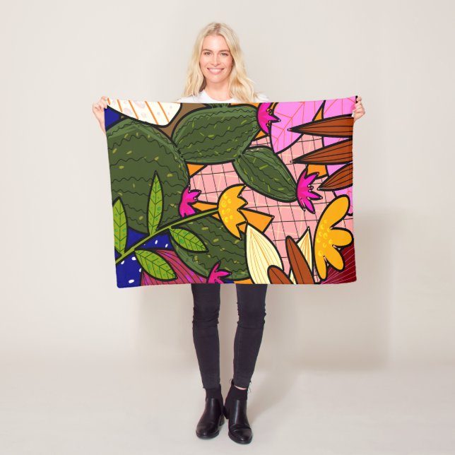Couverture Polaire feuilles tropicaux Abstraits et fleurs (En situation)