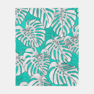 Couverture Polaire Feuilles tropicaux, feuilles jungle sans soudure v