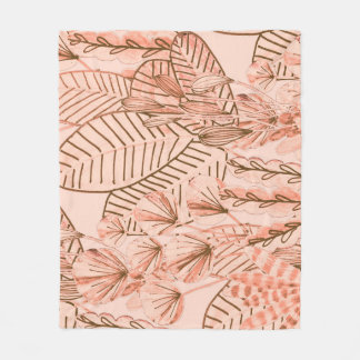 Couverture Polaire Feuilles tropicaux : Motif créatif à main.