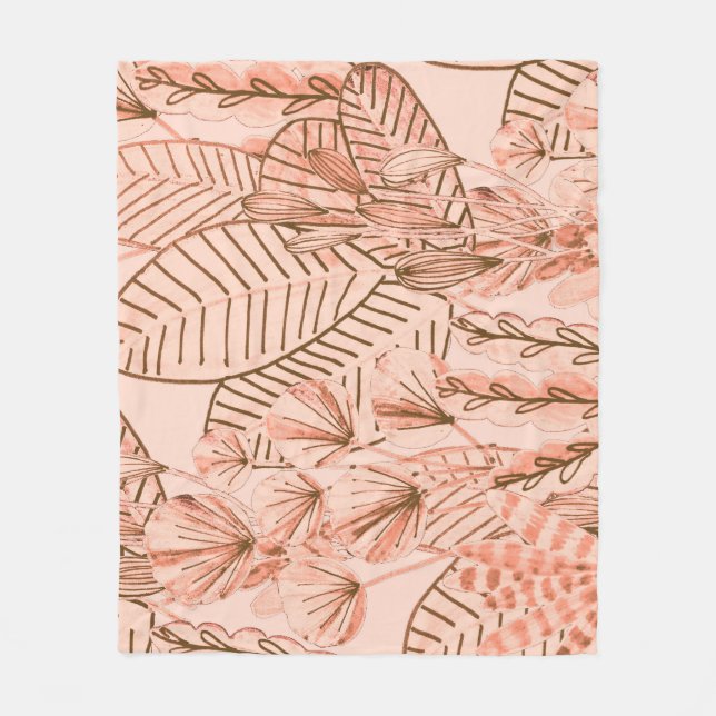 Couverture Polaire Feuilles tropicaux : Motif créatif à main. (Devant)