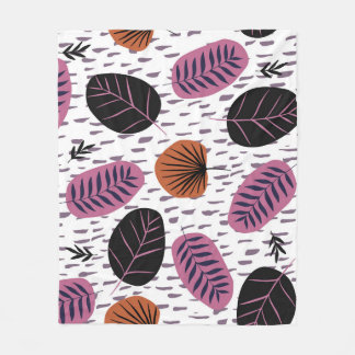 Couverture Polaire Feuilles tropicaux, motif sans couture branché.