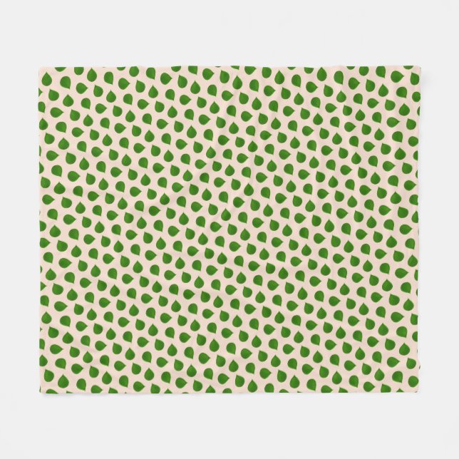 Couverture Polaire Feuilles vertes d'arbre de Jade sur fond beige (Devant (Horizontal))