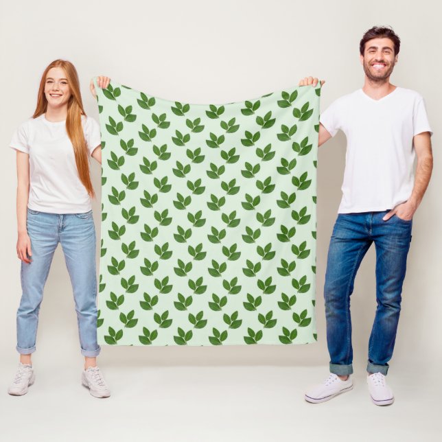 Couverture Polaire Feuilles Vertes Modernes (En situation)