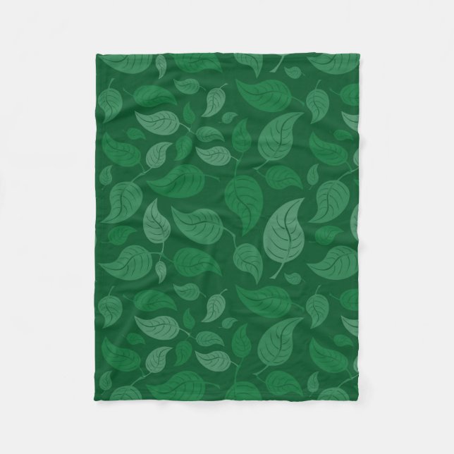 Couverture Polaire Feuilles verts (Devant)